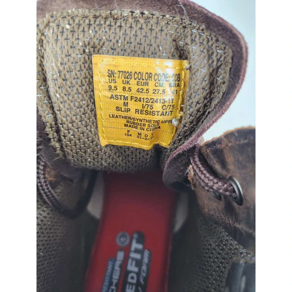 Skechers Work Mens 77026 Grip Slip Resistant Steel Toe boots Leather ASTM 9.5